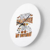 ハッピーハロウィン&私の誕生日ヴィンテージデザイン_1 ラージ壁時計 (傾斜)