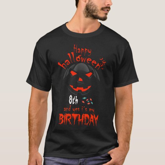 ハッピーハロウィン＆私の8歳の誕生日 Tシャツ (正面)