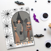 ハッピーハロウィン 蜘蛛の巣と写真 シーズンカード