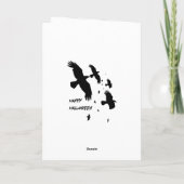 ハッピーハロウィン 飛翔するカラスのベクターシルエット シーズンカード (裏面)