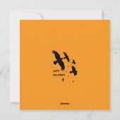 ハッピーハロウィン　飛翔するカラスのベクターシルエット シーズンカード (裏面)