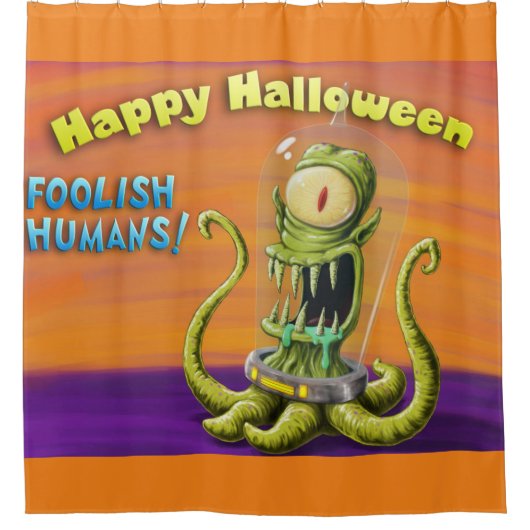 ハッピーハロウィン 馬鹿な人間たち シャワーカーテン (正面)