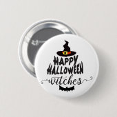 ハッピーハロウィン 魔法使い タイポグラフィ ハロウィン 缶バッジ (正面&裏面)