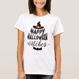 ハッピーハロウィン 魔法使い タイポグラフィ ハロウィン Tシャツ