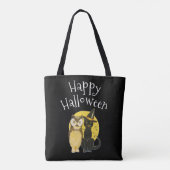 ハッピーハロウィン 黒猫とフクロウ トートバッグ (裏面)