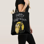 ハッピーハロウィン 黒猫とフクロウ トートバッグ (クローズアップ)