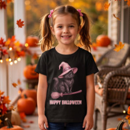 ハッピーハロウィン 黒猫の魔女 ベビーTシャツ