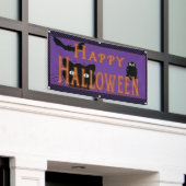 ハッピーハロウィン 黒猫、フクロウ、コウモリ 横断幕 (ビルの外側)