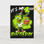 ハッピーハロウィン 3歳の誕生日 ゾンビ カード (黄色い花)
