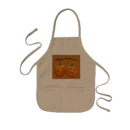 ハッピーハロウィン 2つのカボチャ 子供用エプロン