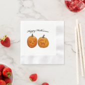 ハッピーハロウィン 2つのカボチャ 縁ありカクテルナプキン (インサイチュ)