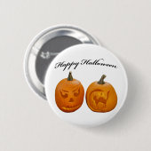 ハッピーハロウィン 2つのカボチャ 缶バッジ (正面&裏面)