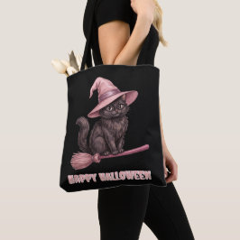 ハッピーハロウィン Pinkoween ビンテージ 黒猫の魔女 トートバッグ