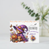 ハッピーハロウィーンかわいいウィザードベア シーズンポストカード (スタンド正面)