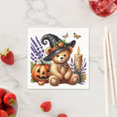 ハッピーハロウィーンかわいいウィザードベア スタンダードカクテルナプキン (インサイチュ)
