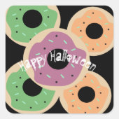 ハッピーハロウィーンかわいいドーナツのパーティーのお願い スクエアシール (正面)