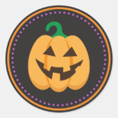 ハッピーハロウィーンのカボチャのちょうちんカボチャのハロウィーンステッカー ラウンドシール (正面)