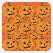 ハッピーハロウィーンのカボチャのちょうちん漫画パターン スクエアシール (正面)