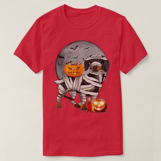 ハッピーハロウィーンダックスシュントムミードイドッグハロー Tシャツ (デザイン正面)