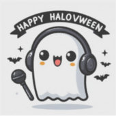 ハッピーハロウィーン幽霊シンガーハロウィーン音楽ファン シール (正面)