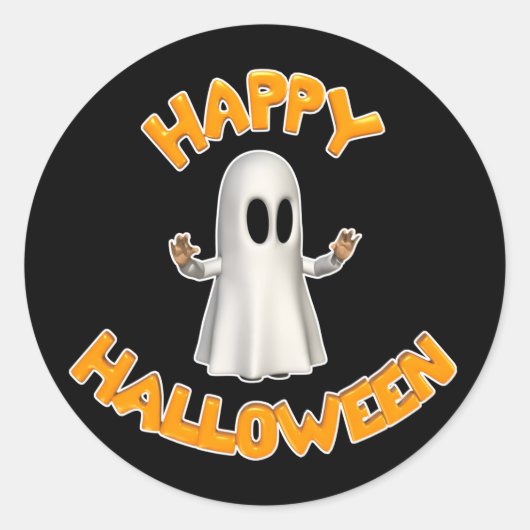 ハッピーハロウィーン幽霊 ラウンドシール (正面)