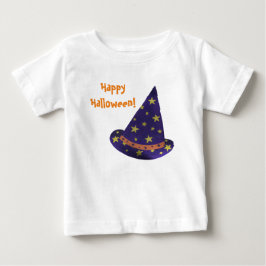 ハッピーハロウィーン パープル ウィザード ハット 幼児用Tシャツ ベビーTシャツ