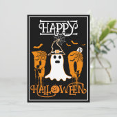 ハッピーハロウィーン ブー 白いお化け 怖いパーティー 招待状 (スタンド正面)