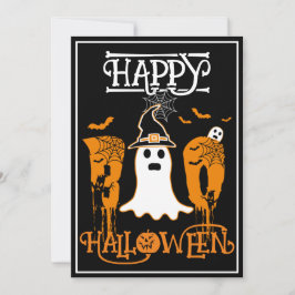 ハッピーハロウィーン ブー 白いお化け 怖いパーティー 招待状