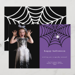 ハッピーハロウィーン 怖い蜘蛛の巣 フォトテンプレート シーズンカード