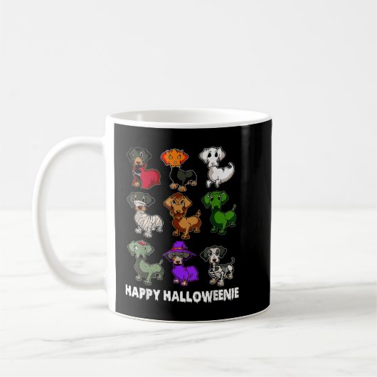 ハッピーハロウィーンDachshund DachshundハロウィーンG コーヒーマグカップ (左)