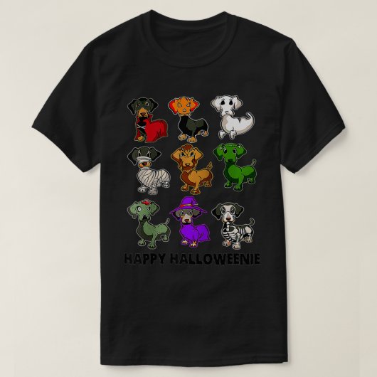 ハッピーハロウィーンDachshund DachshundハロウィーンG Tシャツ (デザイン正面)
