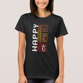 ハッピーハロサンキューマスウィッチルグリムサンタチキンC Tシャツ
