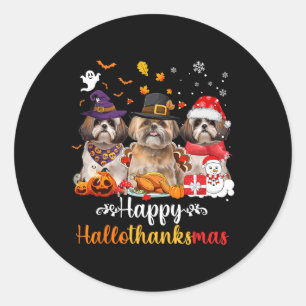 ハッピーハロサンクサスシーズー（犬）チドグハロウィンキリスト ラウンドシール