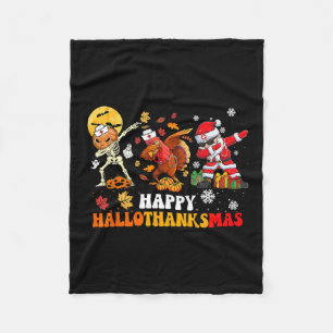 ハッピーハロサンクサスナースハロウィンサンクスギビング フリースブランケット