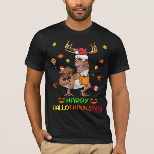 ハッピーハロサンクサスパンプキンディオナスターキーサンタ Tシャツ (正面)