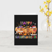 ハッピーハロサンクサスポメラニア犬ドッグハロウィンチ カード (黄色い花)