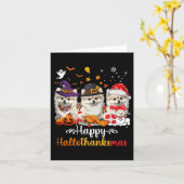 ハッピーハロサンクサスポメラニア犬ドッグハロウィンチ カード (黄色い花)