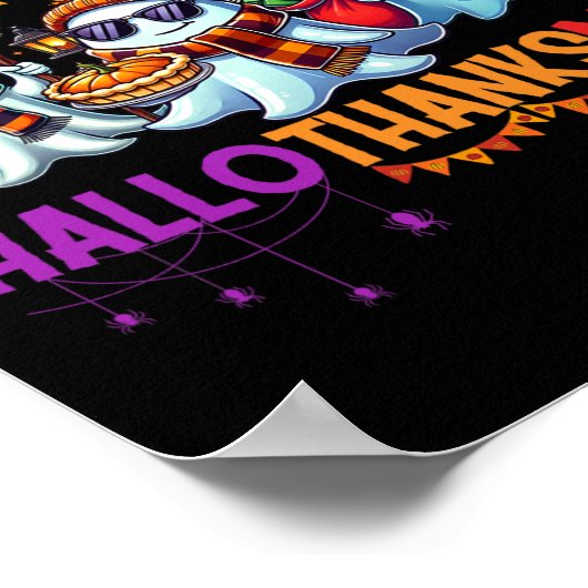 ハッピーハロサンクサス幽霊ハロウィンサンクスギビング ポスター (角)