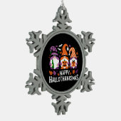 ハッピーハロサンクサス格言ズラバーメリークリスマス スノーフレークピューターオーナメント (左)