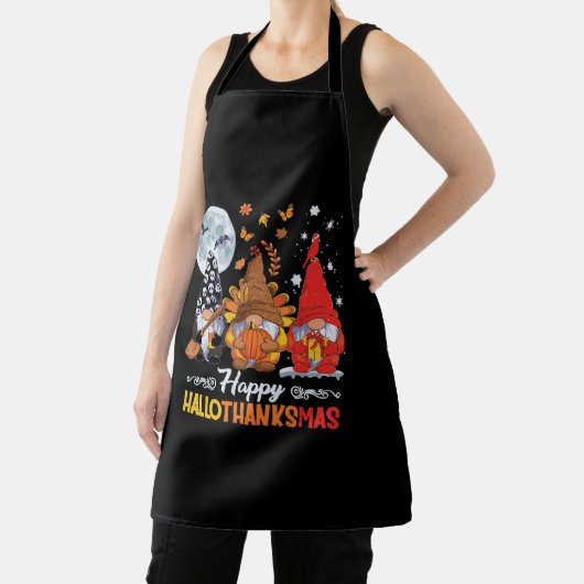 ハッピーハロサンクサス格言ハロウィンサンクスギビング エプロン (インサイチュ)
