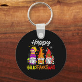 ハッピーハロサンクサス格言ハロウィンサンクスギビング キーホルダー (正面)