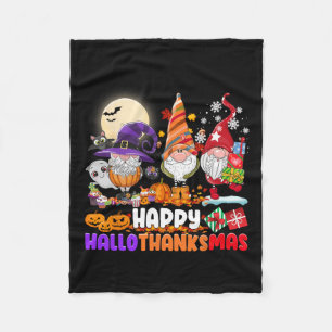 ハッピーハロサンクサス格言ハロウィンサンクスギビング フリースブランケット