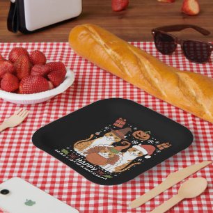 ハッピーハロサンクサス猫ハロウィンクリスマス ペーパープレート