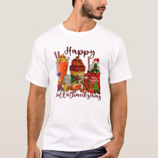 ハッピーハロサンクサムコーヒーラバーハロウィンタンkg tシャツ
