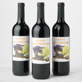 ハッピーハロサンクサムスコルギドッグハロウィンサンクスギフ ワインラベル (ボトル)