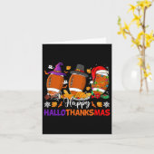 ハッピーハロサンクサムスサッカーハロウィンサンクスギヴィ カード (黄色い花)