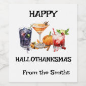 ハッピーハロサンクサムハロウィンクリスマスホリデー ワインラベル (シングルラベル)