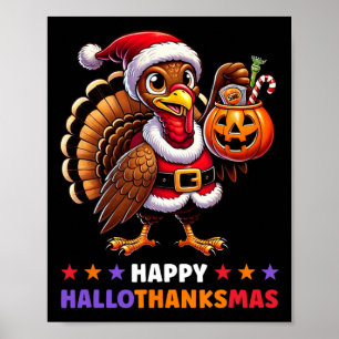 ハッピーハロサンクサムハロウィンサンクスギビングクリスマスF ポスター