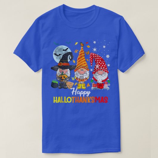 ハッピーハロサンクサムハロウィンサンクスギビングクリスマスG Tシャツ (デザイン正面)