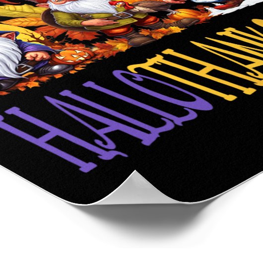 ハッピーハロサンクサムハロウィンサンクスギビング ポスター (角)